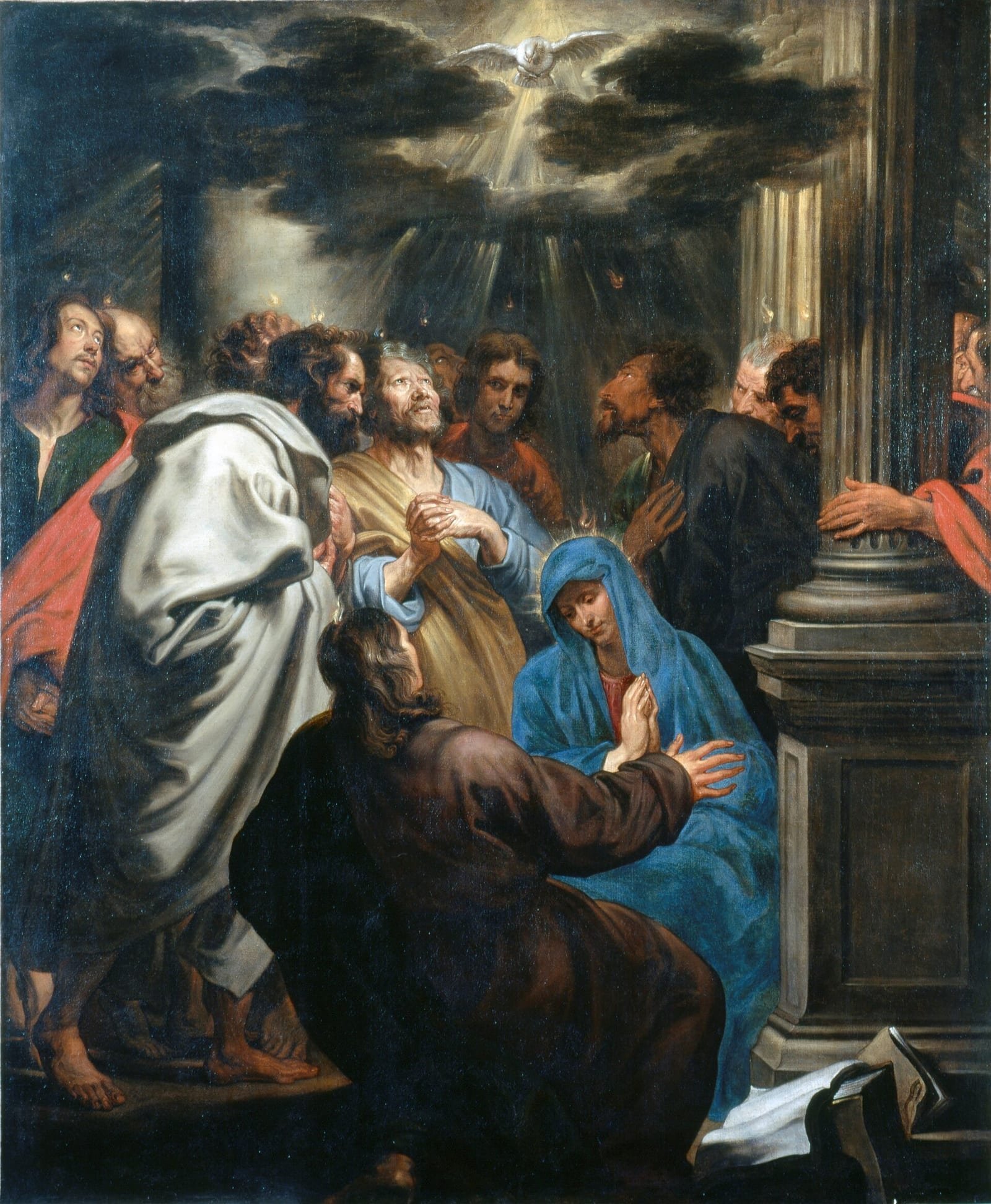 Pentecostes: o Espírito Santo desce sobre Maria e os apóstolos reunidos no Cenáculo