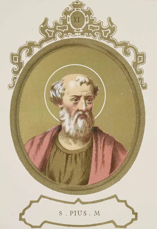 S. Pio I em pintura de arte sacra