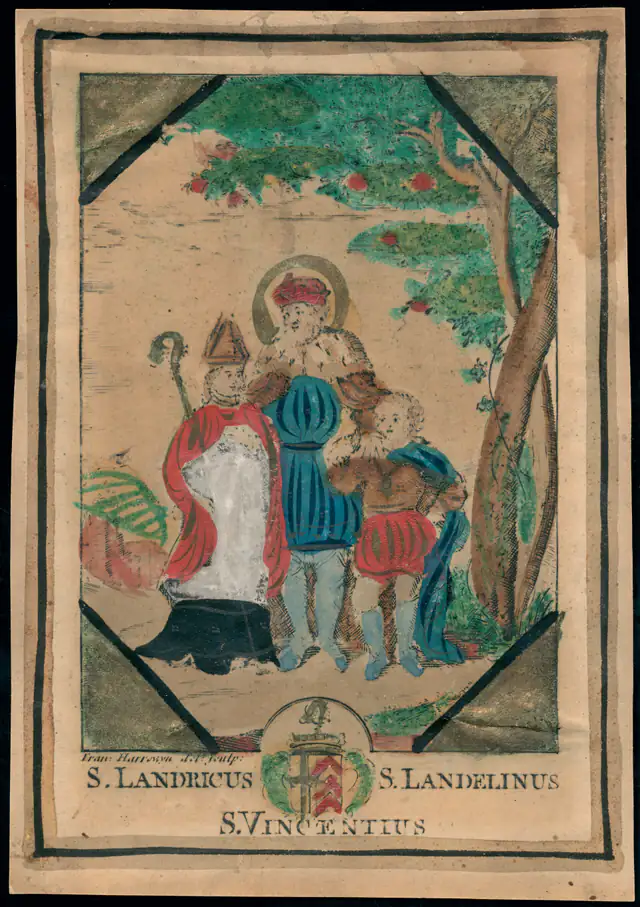 S. Landerico em pintura de arte sacra