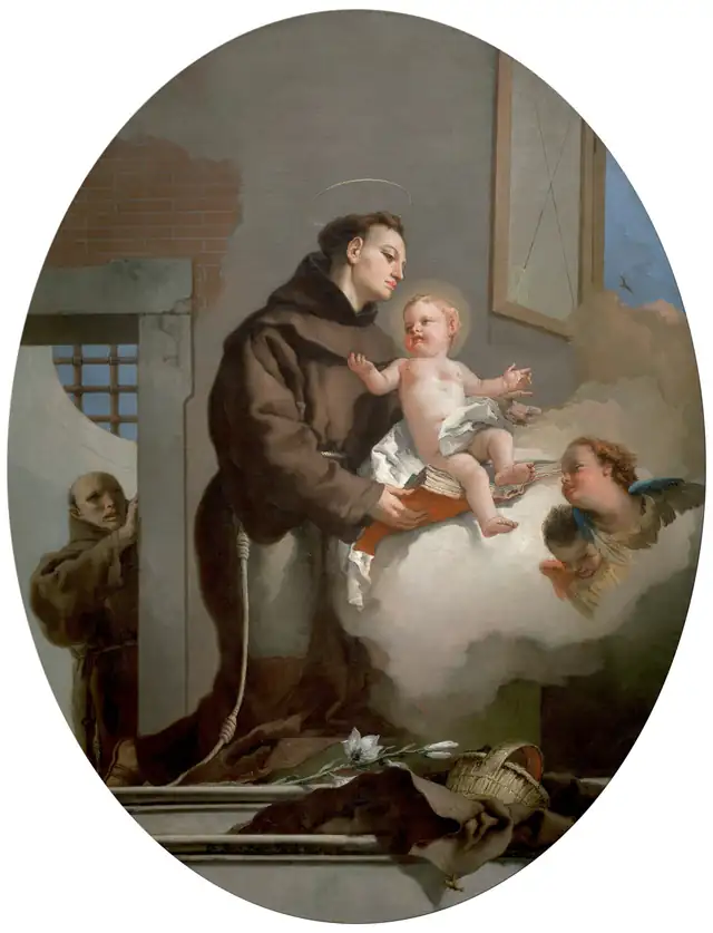 Santo Antônio de Pádua em pintura de arte sacra